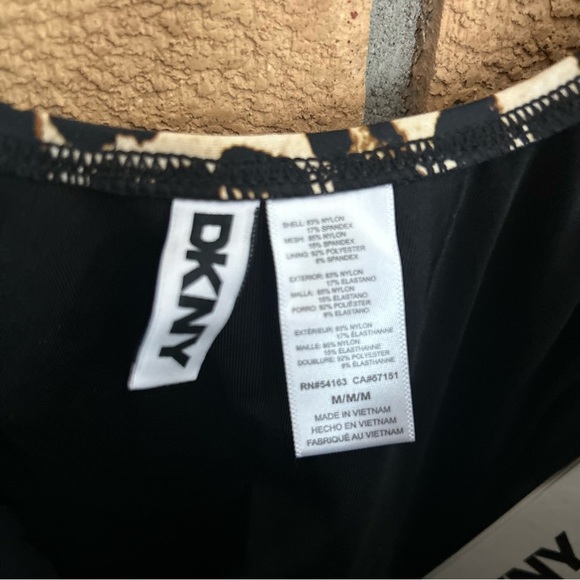 DKNY Women's Ruffled Tummy-Control Tankini Top Leopard Print Size M NWT - Picture 3 of 6